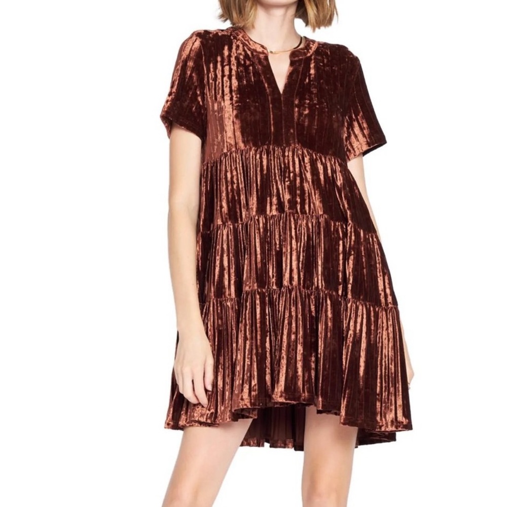 NWT Urban Outfitters En Saison Crushed Velvet Babydoll Dress